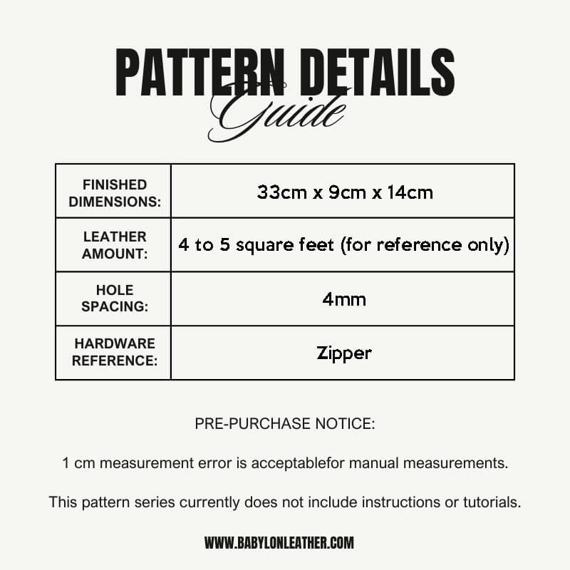 BABYLON™ Baguette Bag Pattern AAB - 652 - Babylon LeatherBabylon LeatherAAB - 652 - Kraft Board