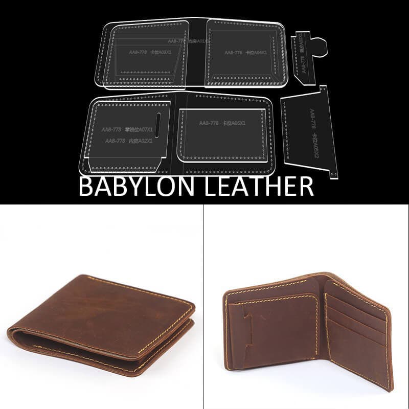 BABYLON™ Crazy Horse Leather Short Wallet Pattern AAB - 778 - Babylon LeatherBabylon LeatherAAB - 778 - Kraft Board