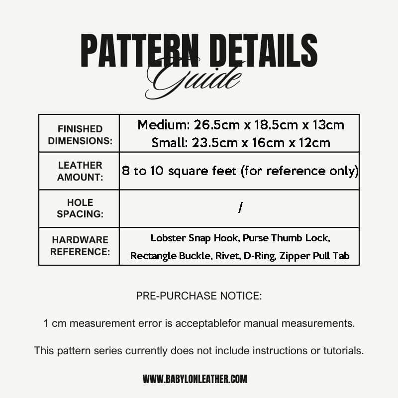 BABYLON™ DIY Handbag Pattern AAB - 439 - Babylon LeatherBabylon LeatherAAB - 439 - Kraft Board - Medium - 26.5x18.5x13cm