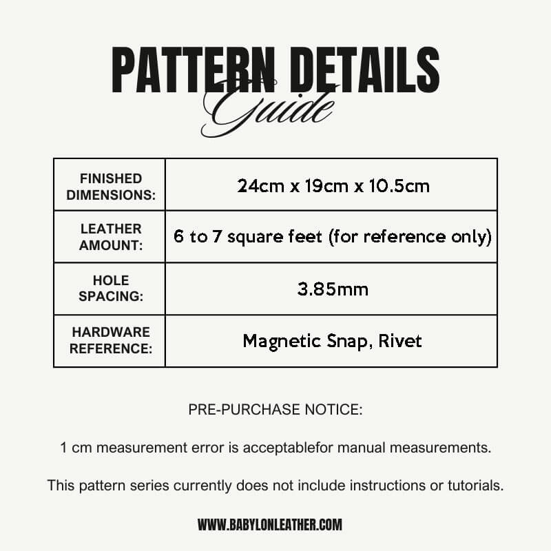 BABYLON™ Luxurious Handbag DIY Pattern AAB - 639 - Babylon LeatherBabylon LeatherAAB - 639 - Kraft Board