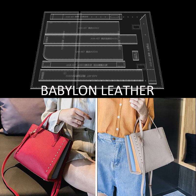 BABYLON™ Studded Tote Bag Pattern AAB - 487 - Babylon LeatherBabylon LeatherAAB - 487 - Kraft Board