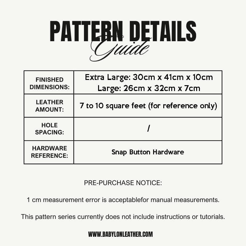 BABYLON™ Women's Shoulder Tote Bag Making Pattern AAB - 208 - Babylon LeatherBabylon LeatherAAB - 208 - Kraft Board - Extra Large - 30x41x10cm