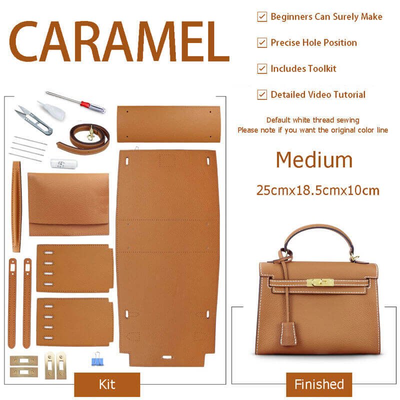 Kelly Bag Woman Red/Brown/Grey DIY Leather Bag Kit Handmade ™