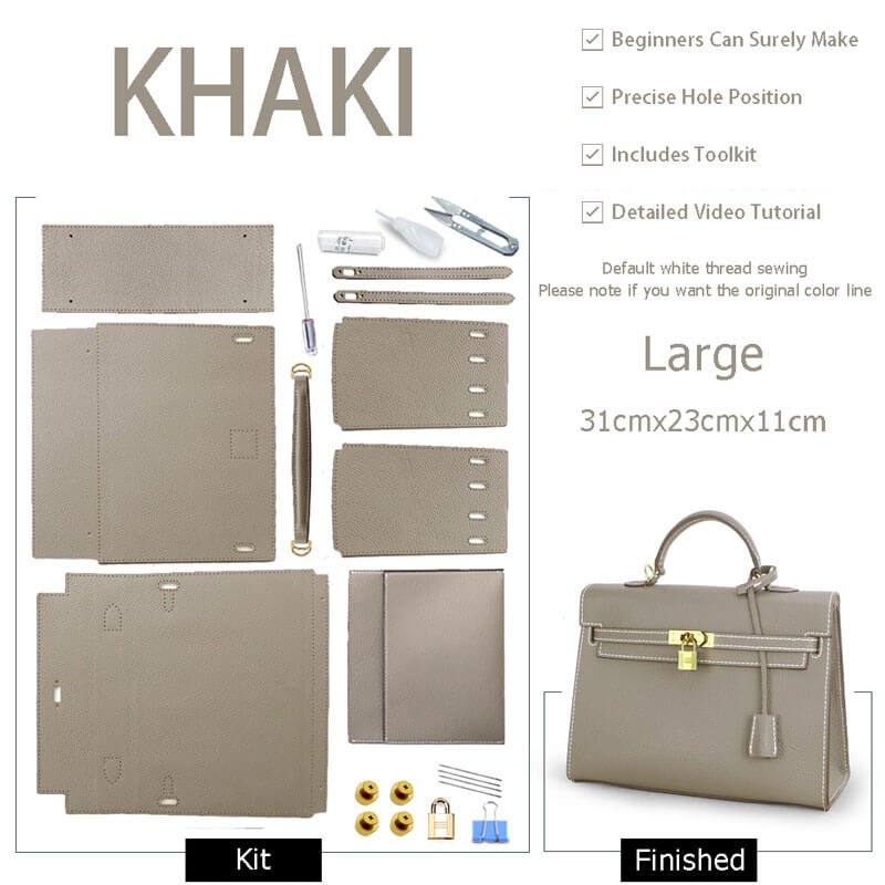 Kelly Bag Woman Red/Brown/Grey DIY Leather Bag Kit Handmade ™