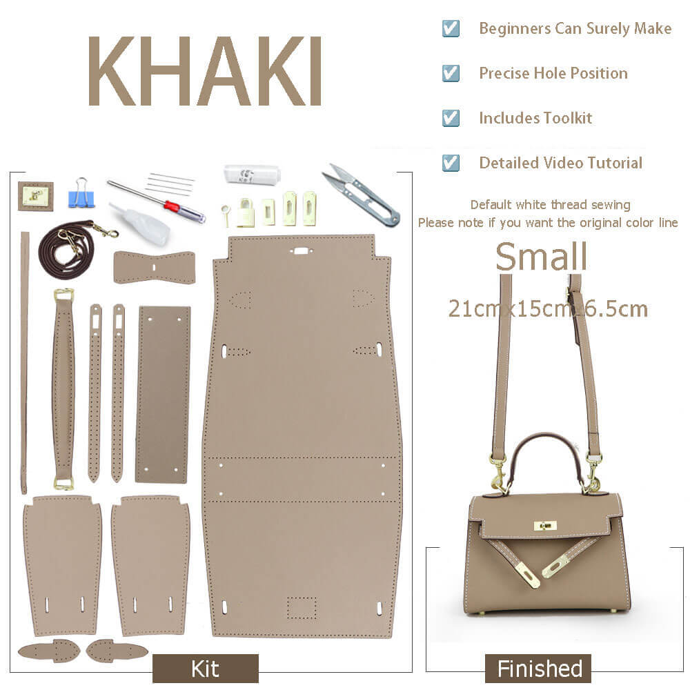 Kelly Bag Woman Red/Brown/Grey DIY Leather Bag Kit Handmade ™