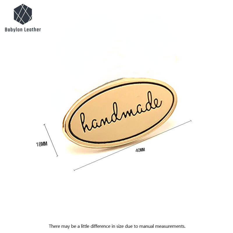Oval handmade Creative Fashion Bag Label（1 PACK） - Babylon LeatherBabylon LeatherBL - 007 - Gold