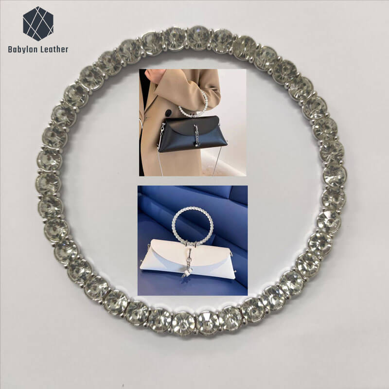 Round Inlay Diamond Metal Handle 114mm-4 1/2"（1 PACK） - Babylon LeatherBabylon LeatherMH-023