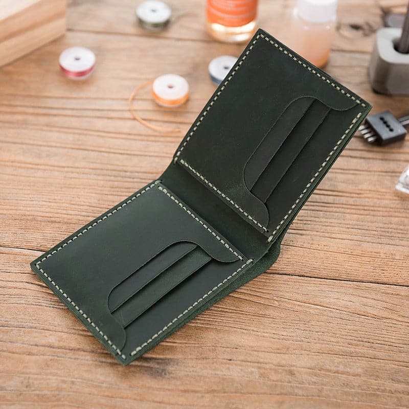 BABYLON™ DIY Mens wallet Full Grain Leather Kit - Babylon LeatherBabylon LeatherLZ07-Green - Crazy Horse Leather