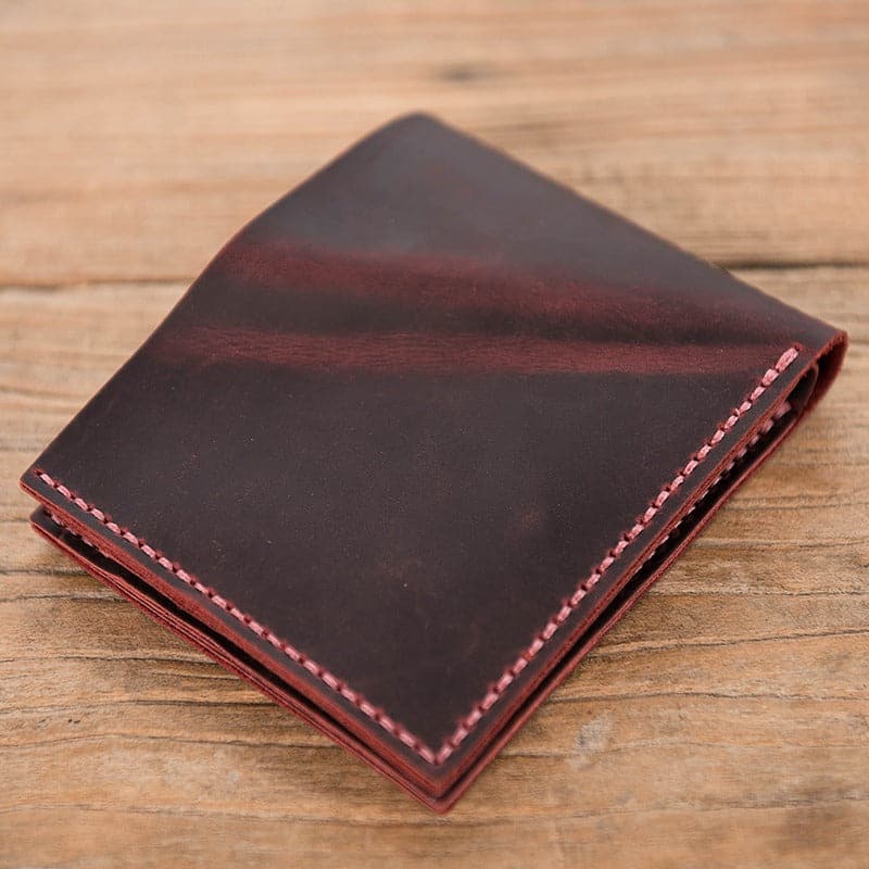 BABYLON™ DIY Mens wallet Full Grain Leather Kit - Babylon LeatherBabylon LeatherLZ07-Wine Red - Crazy Horse Leather