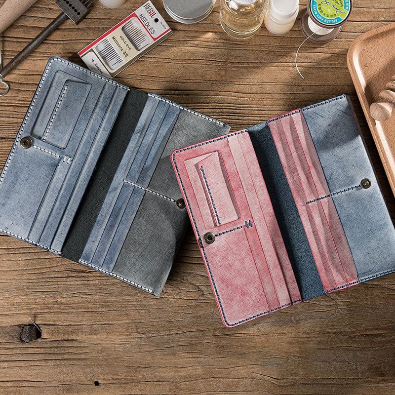 BABYLON™ DIY Minimalist Leather Wallet for Mens - Babylon LeatherBabylon LeatherLZ10-Green & Red-Fog Wax Leather