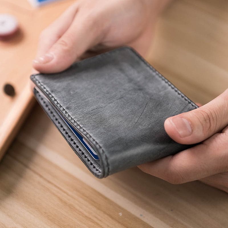 BABYLON™ DIY Wallet for Him Leather Mens Wallet - Babylon LeatherBabylon LeatherLZ03-Black - Fog Wax Leather-With ID Window
