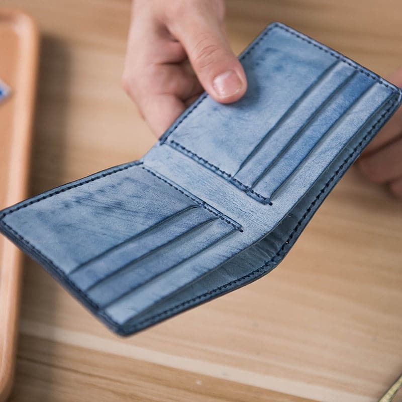 BABYLON™ DIY Wallet for Him Leather Mens Wallet - Babylon LeatherBabylon LeatherLZ03-Blue - Fog Wax Leather-Card Slot