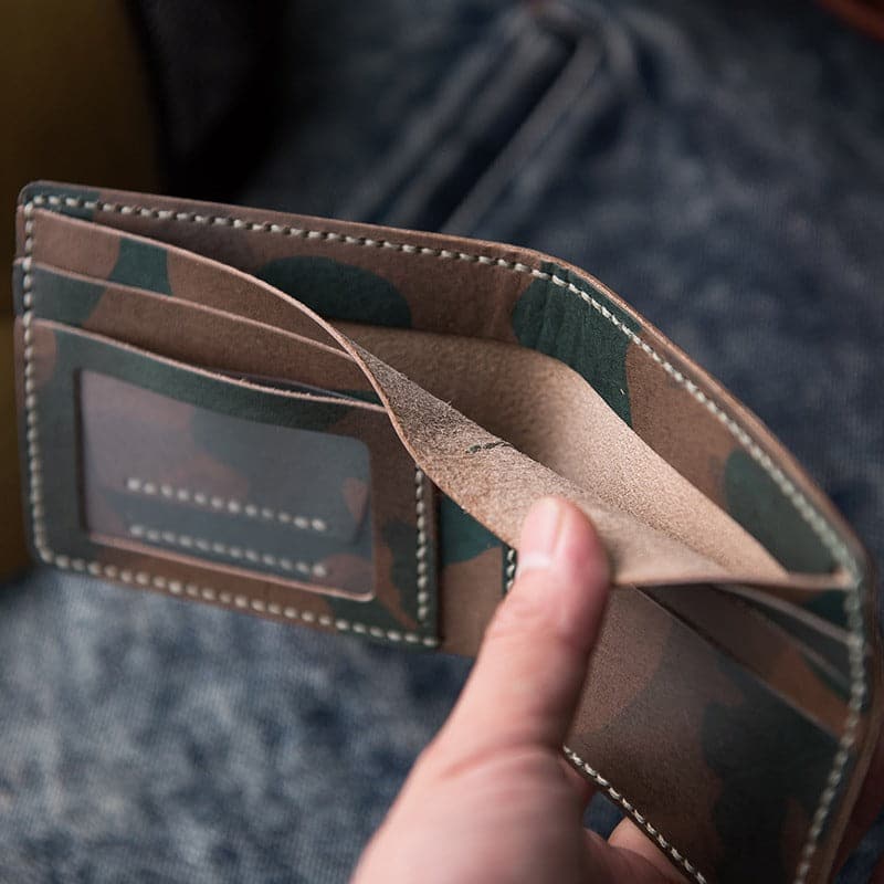 BABYLON™ DIY Wallet for Him Leather Mens Wallet - Babylon LeatherBabylon LeatherLZ03-Camo Green - Italian Leather-With ID Window