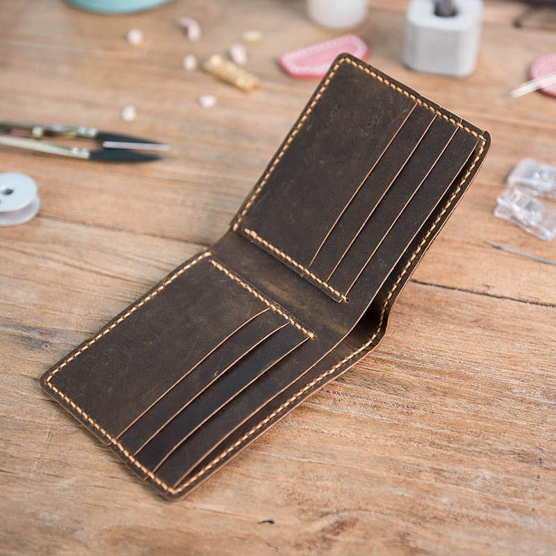 BABYLON™ DIY Wallet for Him Leather Mens Wallet - Babylon LeatherBabylon LeatherLZ03-Yellow - Crazy Horse Leather-Card Slot