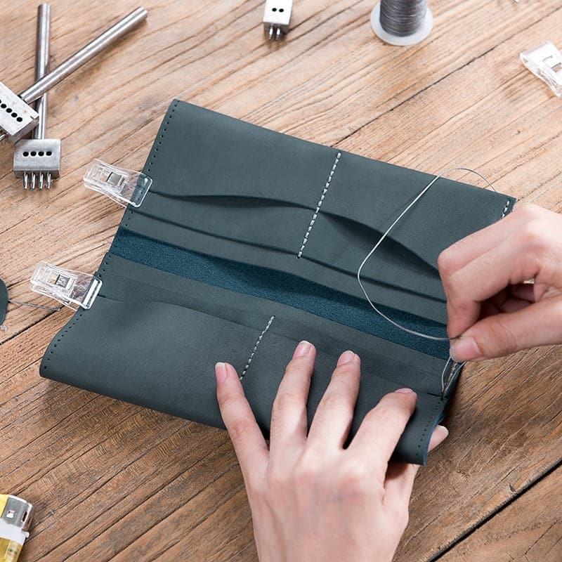 BABYLON™ Leather Wallet DIY Kit Long Wallet - Babylon LeatherBabylon LeatherLZ09-Black-Fog Wax Leather