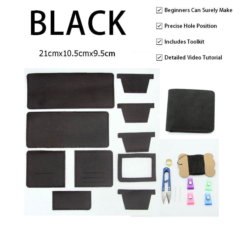 BABYLON™ Mens Wallet Kit DIY Crazy Horse Leather Father's Day Gift - Babylon LeatherBabylon LeatherYYX-Black-01