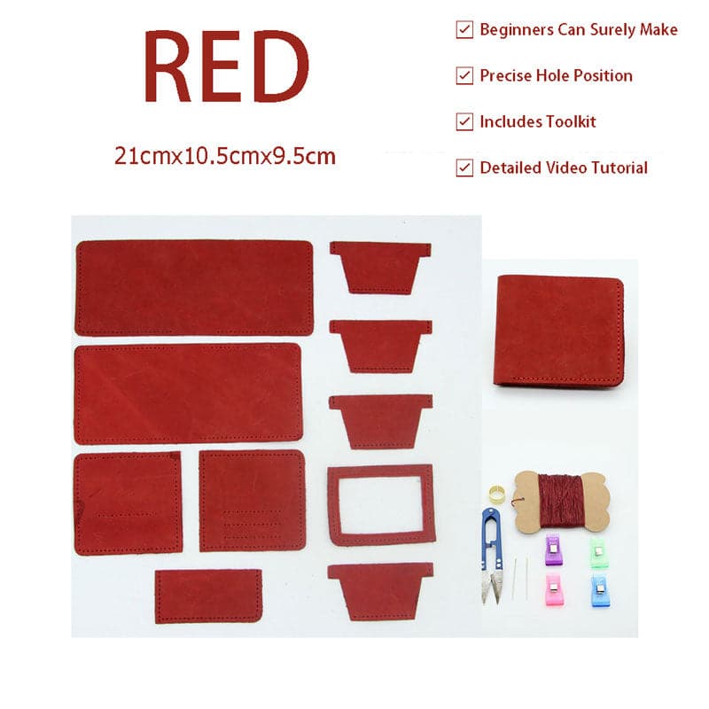 BABYLON™ Mens Wallet Kit DIY Crazy Horse Leather Father's Day Gift - Babylon LeatherBabylon LeatherYYX-Red-01