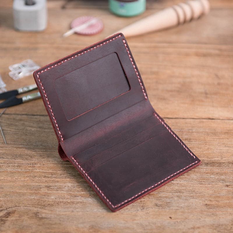 BABYLON™ Mens Wallet kit Leather Gift for Him - Babylon LeatherBabylon LeatherLZ04-Wine Red-Crazy Horse