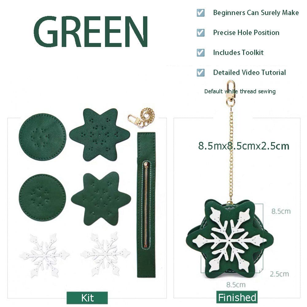 BABYLON™ Snowflake Coin Purse DIY Leather Kit Christmas Exquisite - Green