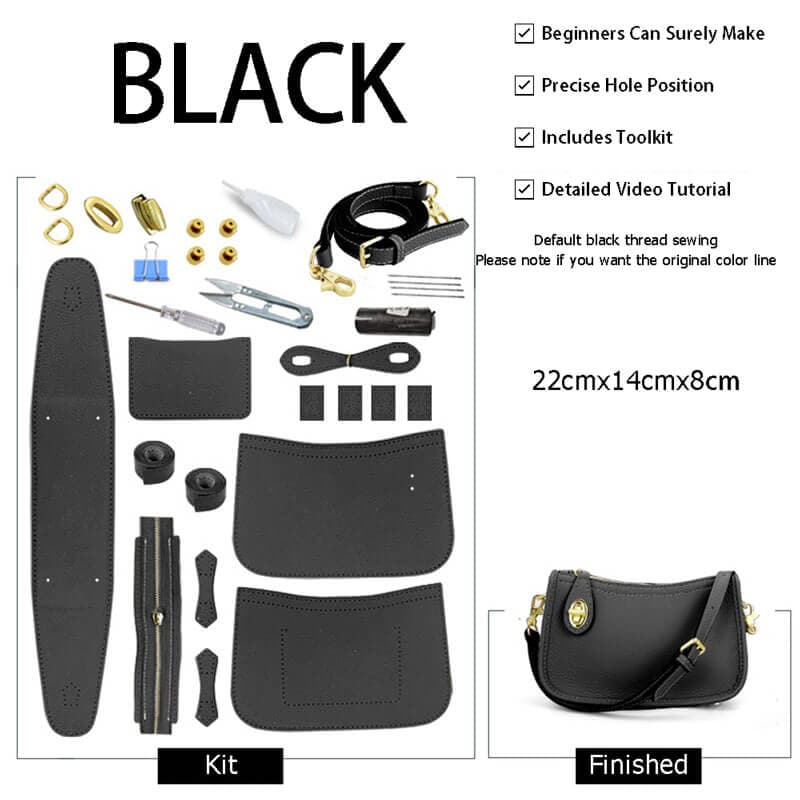 BABYLON™ Square Tote Bag Leather Kits For Beginners - Black