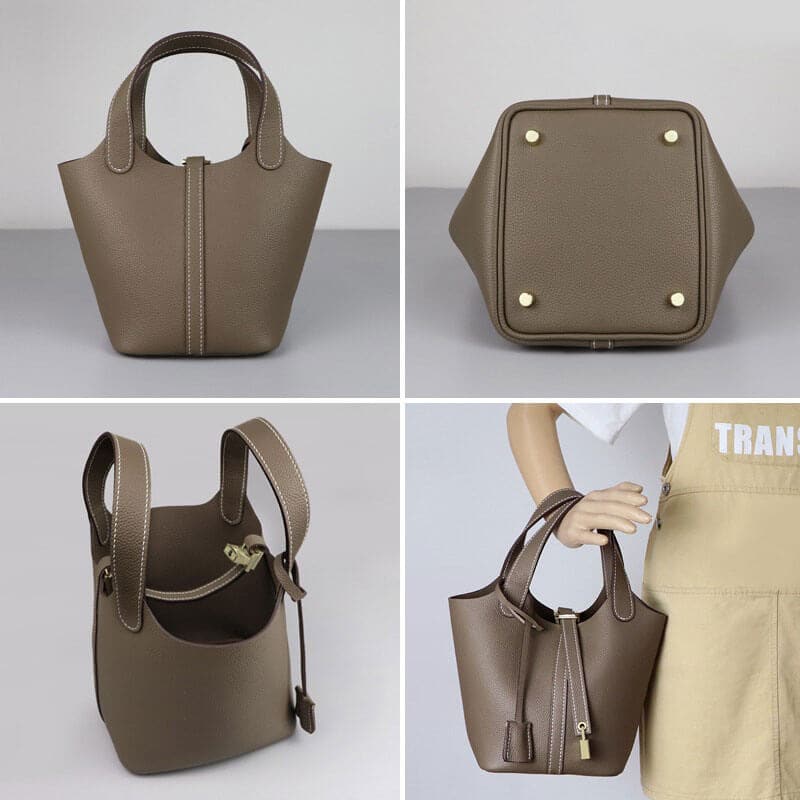 Hermes Picotin Small Handbag in Dark Brown Togo Leather