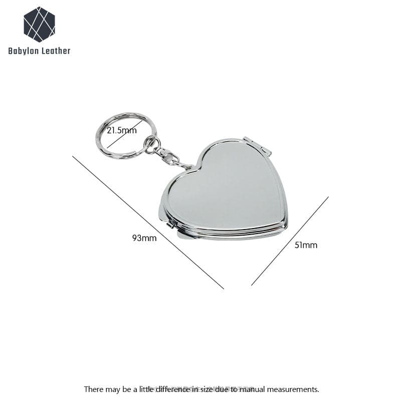 Double Sided Mirror Heart Key Ring 21.5mm/0.8"（1 PACK） - Babylon LeatherBabylon LeatherSKC-002