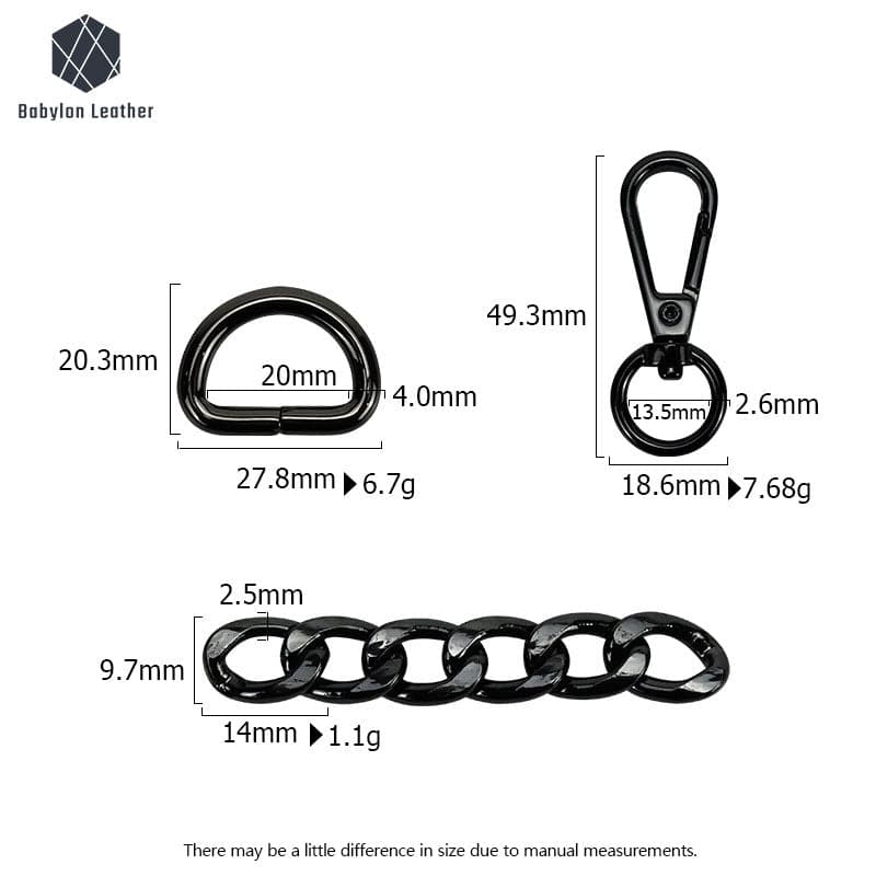 Metallic Black D Clasp Chain Buckle（1 PACK） - Babylon LeatherBabylon LeatherCB-001